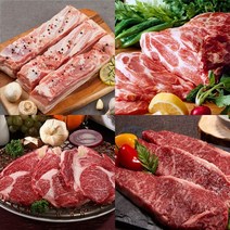 김포한우-패밀리 세트(한돈 삼겹살 한돈 목살 한우 1+등급 등심 한우 1+등급 채끝 허브솔트 참소스)