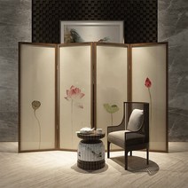 접이식 한옥 파티션 찻집 연꽃 다원 전통 가림막 가벽, 붉은 호두 단일 팬 높이 60x200cm