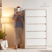 홈인홈 메가 칸칸이 5단 서랍장 800 CB010, 매트화이트N