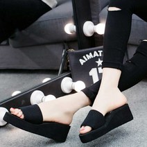 여성 사무실 슬리퍼 통굽 검정 단화 5cm 패션 보세 _ 1209269EA