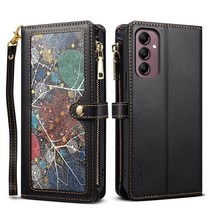 CaseDance 적용하다 삼성 A14 5G 지퍼 지갑 플립 케이스에 스탠드 기능과 스트링 포함