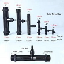 PVDF 14 12 34 1 15 2 벤츄리 이젝터로 오존과 물을 혼합하고 역류 방지 밸브, Black  A25152