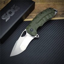 전술칼 SOG Kiku XR 미니 포켓 접이식 나이프 전투 군사 전술 칼 CTS XHP 블레이드 리넨 미카 핸들 Edc 사냥 멀티 파카, 03 green handle
