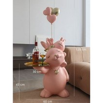 조형물 장식 카페 마당 인테리어 호텔 크리에이티브 풍선 토끼 동상 조각 대형 트레이 패션 홈 거실, 120 cm, Pink