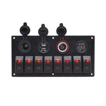 자동차부품 방수 자동차 보트 스위치 패널 12 24 v usb 충전 포트 led 로커 제어 회로 차단기 디지털 전압계, [04] 8 Gang Red LED