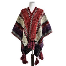 카라 트위드 울 더블 캐시미어 오버 케이프코트 BOHO 영감을받은 판초 케이프 뜨개질 가을 겨울 보헤미안 망토 술 의류 카디건