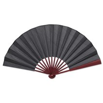 왕부채 60cm x 33cm 중국 스타일 휴대용 접는 팬 남자 접는 대나무 빈 검은 팬