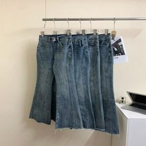 하이라이즈 와이드 레그 청바지 레트로 워시 블루 컬러 여성 하이 웨이스트 클래식 데님 플레어 루즈 심플 베이직 벨 부드러운 스타일