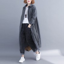 베리위시 레그 스트라이프 롱 셔츠 여성롱남방