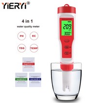 Yieryi 수영장 및 아쿠아리움용 디지털 수질 측정기 신제품 TDS PH 계측기 PH/TDS/EC/온도 계측기|PH Meters|, 1개, TPH01137, CHINA