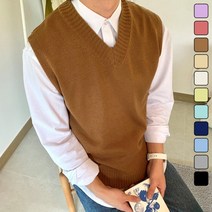 이지웨얼 브이넥 니트조끼 오버핏 베스트