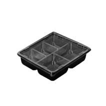 행복물류 정사각 반찬샐러드 5칸용기(DS-406) 검정 400개, 1개, 400개입