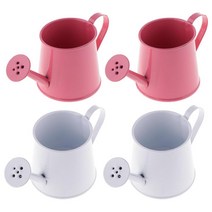 4pcs 북유럽 스타일 정원 물을 수 장식 물 분무기 주전자 가정용 미니 사진 소품 홈 장식, 6x5.5cm, 화이트+핑크, 철