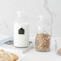 깔끔한 유리 우유병 330ml 플레이팅 촬영 소품 감성 공병 밀크티 카페 음료 사진, 1개, 밀크홀(화이트)