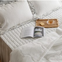 샤카인견 시어커스 홀이불 시어서커이불 지지미이불 냉이불 성인거즈 로망스 패드 SS 퀸 킹, 화이트