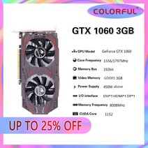 다채로운 Raphic 카드 GTX 950 960 1050TI 1060 1650 2GB 3GB 4GB 6GB 비디오 카드 GPU DVI HDMI DP 데스크, 03 GTX 1060 3GB
