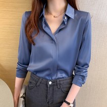 블랙 새틴 셔츠 여성 긴 소매 사무실 정장 블라우스 플러스 사이즈 비즈니스 셔츠 일반 탑스
