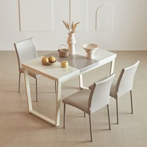 한샘 프레임 스틸 대리석 4인 식탁세트 (위드의자4 포함), 식탁C형/의자:다크그레이(P)