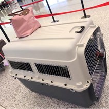 중대형 캐리어 애완동물 에어박스 개와 고양이 여행용 상자 항공운송 위탁상자 중대형견 수송용 고양이 케이지 휴대용 외출, 모두 진한 파란색, 5호 90*60*68CM(와이어 윈도우)
