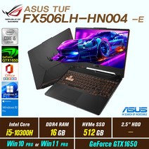 ASUS TUF FX506LH-HN004 + Win10 Pro Win11 Pro 포함 / 신모델 ASUS TUF F15 FX506HF-HN001 교체 발송, 16GB, 512GB, 인텔 코어 i5 10300H, 본파이어 블랙