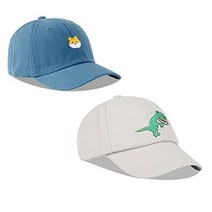 Juenier 유니 워싱 야구 모자 여성 여자 남성 남자 데님 볼캡 블루공룡 그레이 3T, Blue+dinosaur Gray