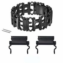 ONELANKS 남성용 스테인리스 공구 팔찌 Leatherman Tread 시계 밴드와 호환 29 in 1 서바이벌 하이킹 캠핑 여행 친화적 멀티툴 웨어러블 (실버), Black