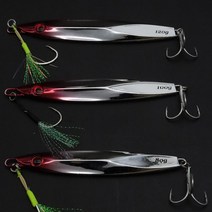 베이트샵 레드헤드 크롬 메탈 텐셀 와이어 싱글어시스트 트레블훅 80g 100g 120g 풀장착 매탈 지그, 크롬_레드헤드_와이어훅_120g