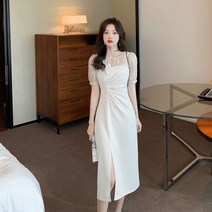 데일리룩 클래식 도트 원피스 여름 미디 트임 투피스 패치 나시 스커트녀 리얼핏 인플루언서