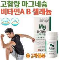 식약처인증 GMP 우수 홈쇼핑 약국 청소년 중학생 고등학생 수험생 고3 운동선수 어르신 노인 70대 80대 임산부 출산후 고용량 마그네슘 비타민 AB 마그네시움 영양제 약 2개월분, 1000mg 60정