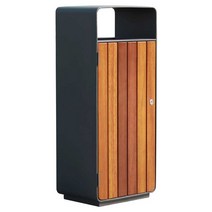 업소용 쓰레기통 야외 공원 재떨이 휴지통 우드 작은, 스테인레스 스틸 PS 목재 현실적인 질감