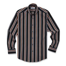 코디갤러리 블랙&amp;오렌지 버티컬 스트라이프 셔츠_CDSQA39BTB