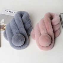 예쁨주의 퍼 왕방울 머플러/10종 캔디컬러웜스카프 퍼머플러 스카프 목도리 머플러 목워머 퍼스카프 렉스모피 인조머플러, 그레이