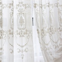 실커튼 실커텐 수 놓은 흰색 얇은 명주 그물 커튼 거실 럭셔리 홀 유럽 레이스 보일 쉬어 커튼 창 침실 소녀 카라반커텐