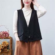 여성용 봄 가을 조끼 v넥 민소매 가디건 간절기 베스트 WZB23031312