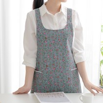 데코에버 꽃무늬 린넨앞치마 국산 방수앞치마, 라벤다(블루), 1개