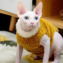펫보스 강아지 고양이 스핑크스 겨울옷 부드러운 퍼 니트, 핑크