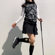 골프 기모조끼 가을 겨울 여성골프조끼 세련되고 포근한 스컬스타 반목 베스트 라운딩룩