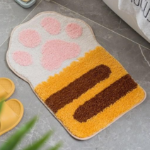 한봄찬 긴 고양이발 발매트 욕실매트 60*40cm, 노랑
