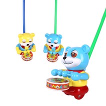 아이케이 북치는 곰밀대 장난감 푸싱 토이 완구 걸음마 보조기, 북치는곰밀대_옐로우