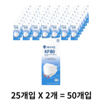 애니가드 황사마스크 대형 KF80, 25개입, 2개, 화이트