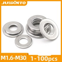 가스켓JUIDINTO 1-100pcs 표준 플랫 와셔 M2 M3 M4 M5 M6 M8 M10 304 스테인레스 스틸 일반 가스켓 링 DIN1, 16 M24x44x3 2pcs