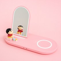 짱구 휴대폰 고속 무선충전기 15W 듀얼 패드 에어팟 버즈, 핑크