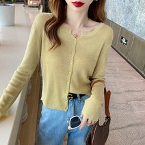 봄 가을 여성 골지 카디건 라운드넥 니트 오피스룩