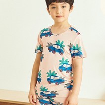 모이모이깜피 아동용 모달5부 반팔내의 실내복 상하세트 하와이안블루카