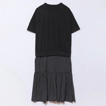 아이우먼 셔링도트배색롱원피스 OUL136M207 빅사이즈