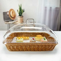 빵 트레이 디스플레이 디저트 베이커리 바구니 케이크, 베이지 33x26x6.5cm 바구니