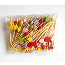 과일꼬지 꼬치 이쑤시개 핑거푸드 스틱 포크 파티, 에메랄드그린 7cm 청백매듭 100개