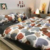 여자 침구 세트 침대 린넨 이불 커버 플랫 시트 베개 봄 여름 킹 풀