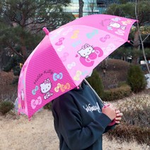헬로키티 우산 키즈 아동 초등 저학년 유치원 어린이 여자 아이 자동 지팡이 장우산 53