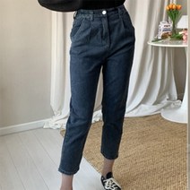 [바보사랑] 여자 플리츠 키작녀 맘진 레트로 허리밴딩 청바지